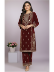 Sophisticated Burgundy Velvet Two-Piece Suit