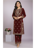 Sophisticated Burgundy Velvet Two-Piece Suit