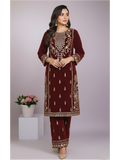 Sophisticated Burgundy Velvet Two-Piece Suit