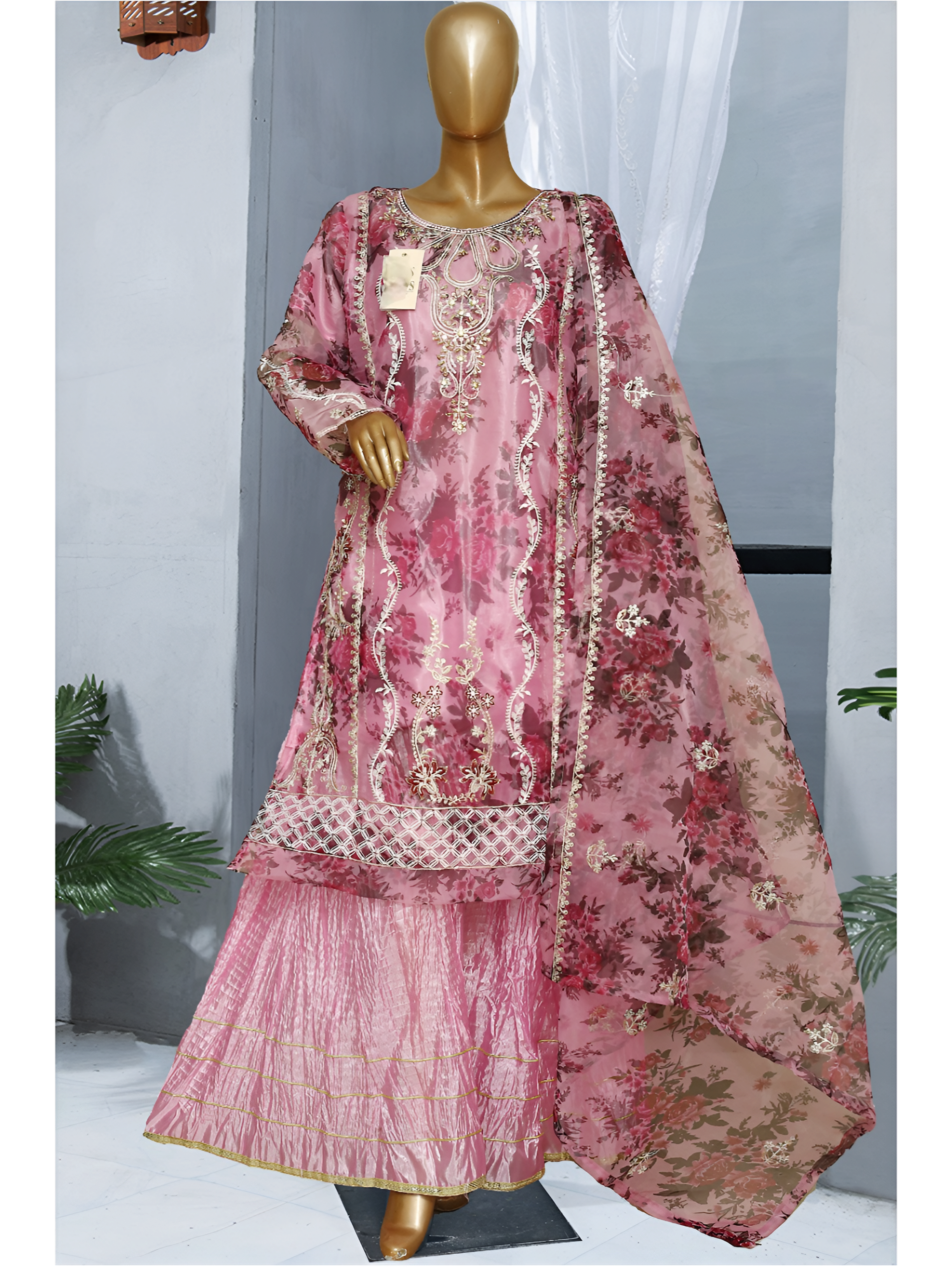 Rose Blush Embroidered Luxury Three-Piece Ensemble