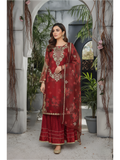 Ruby Royale Embroidered Organza Sharara Set