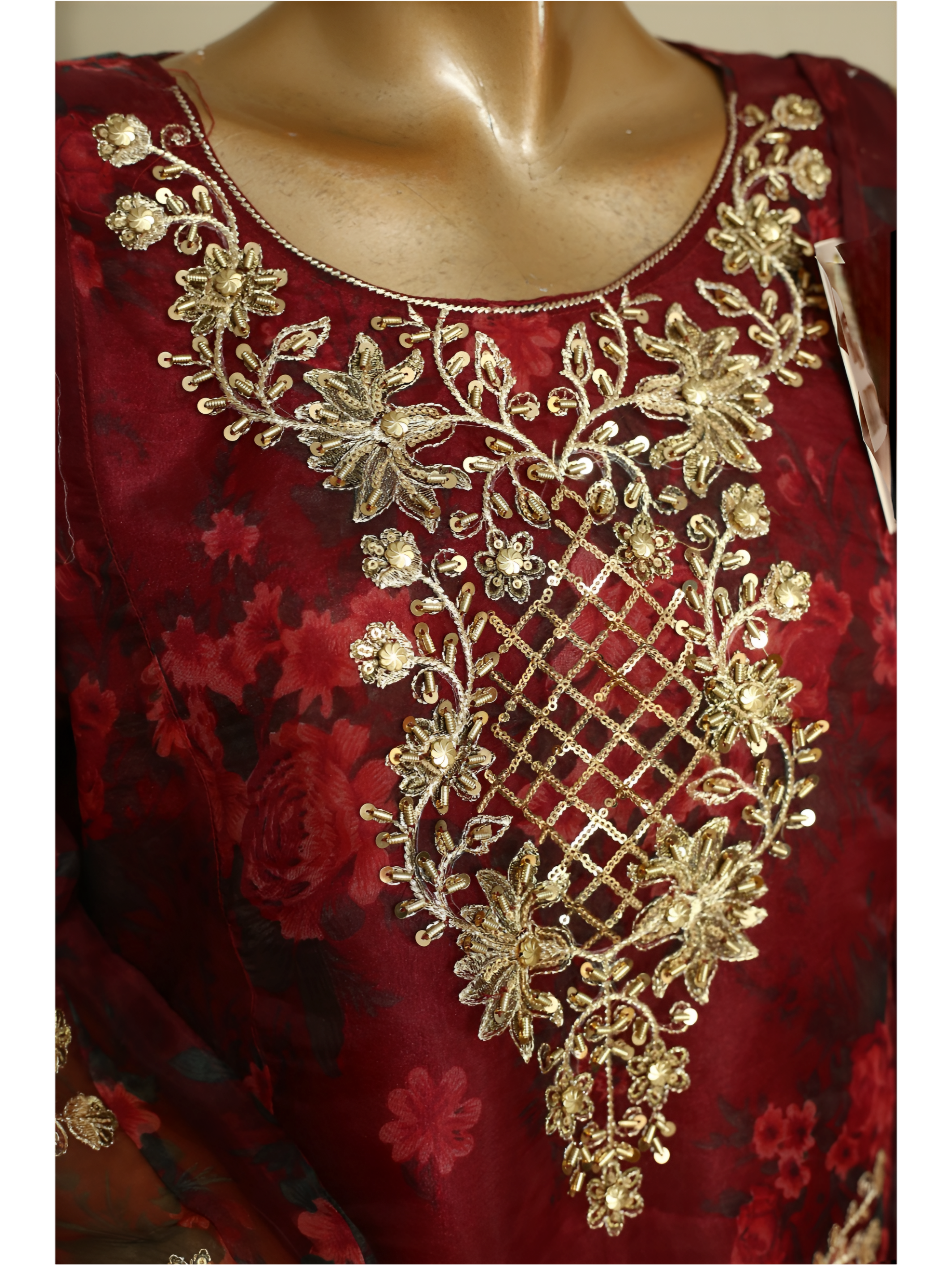 Ruby Royale Embroidered Organza Sharara Set