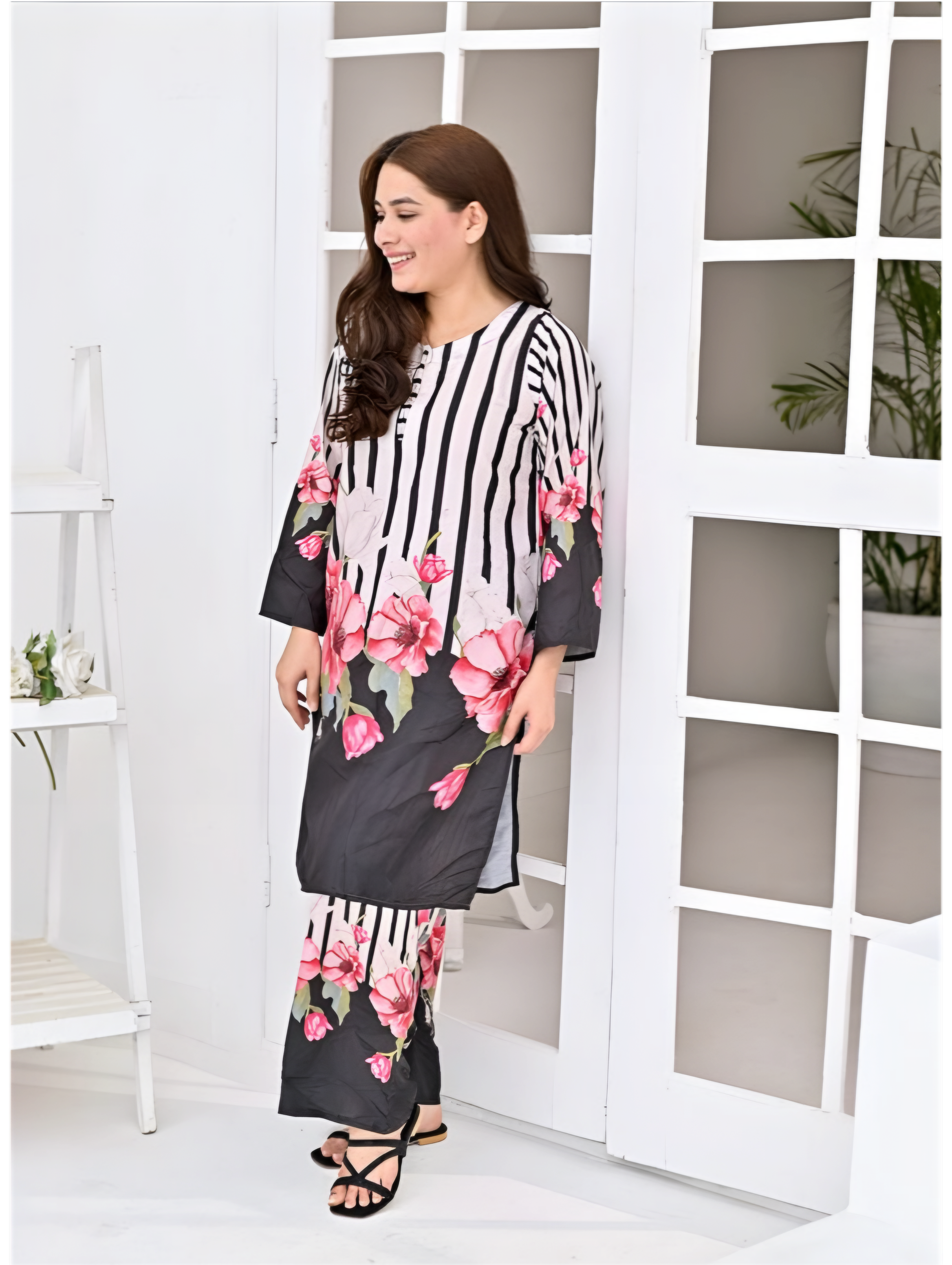 Floral Stripe Digital Printed Co-Ord