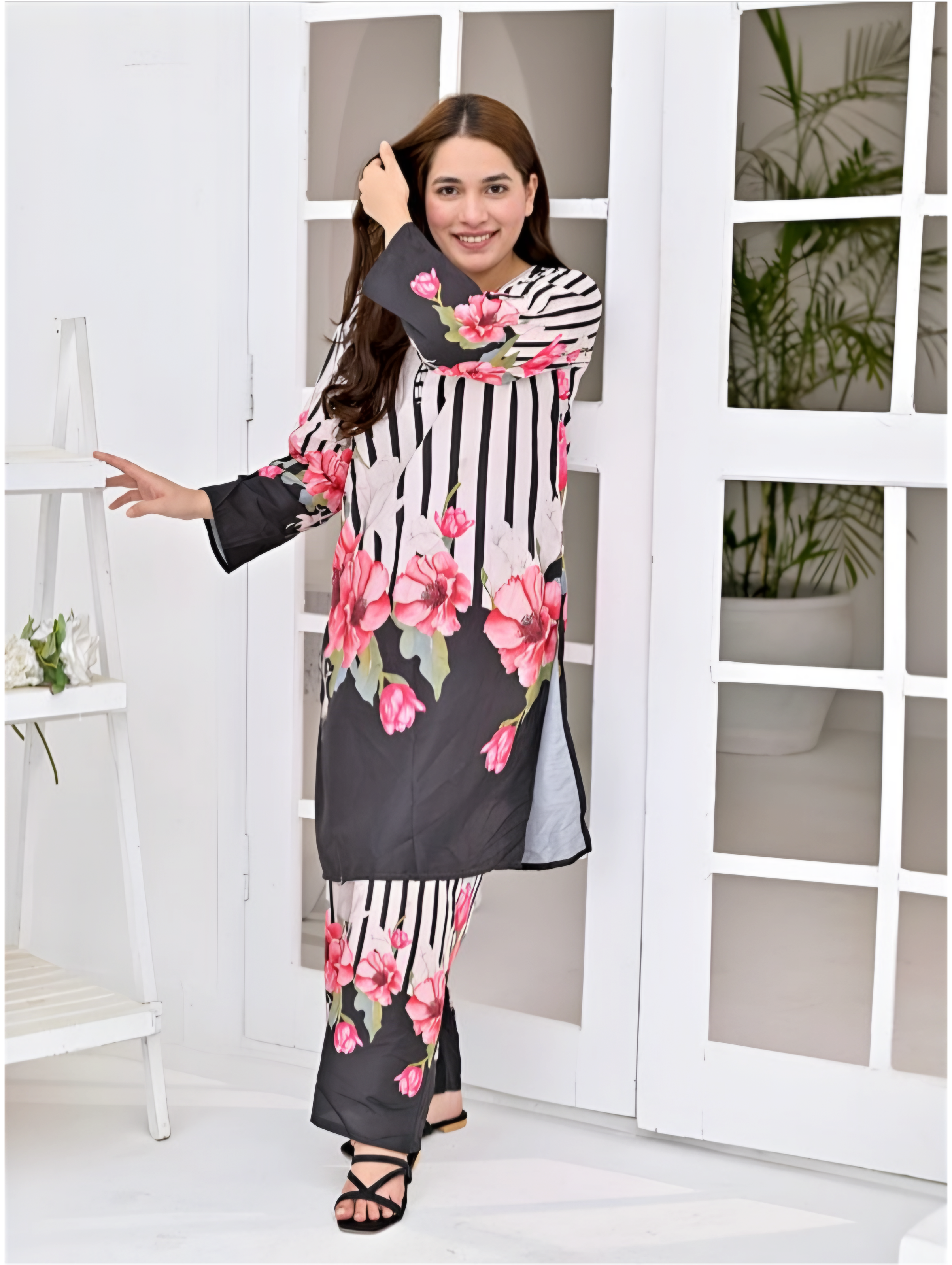 Floral Stripe Digital Printed Co-Ord