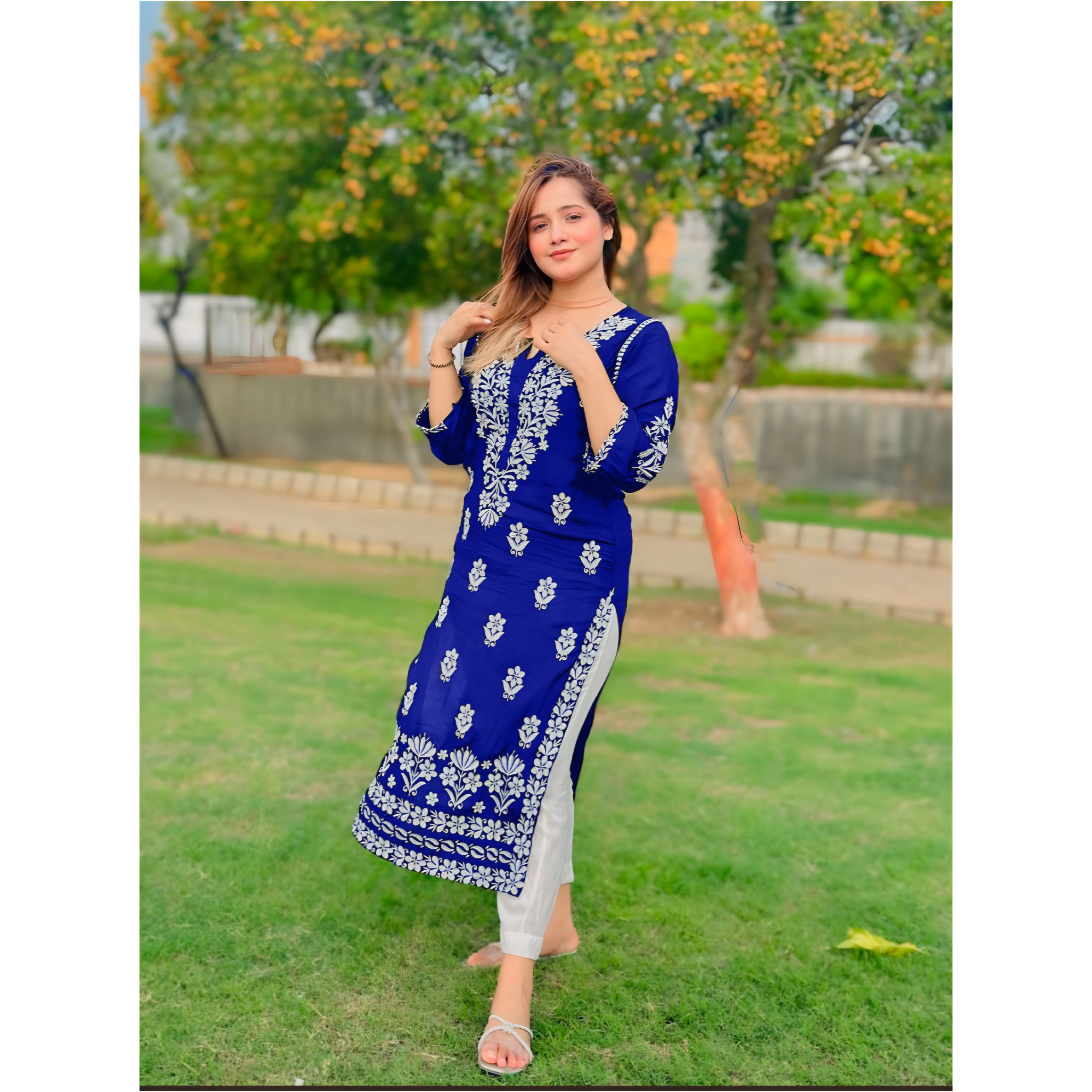 Indian Chikankari Style Embroidered Kurti