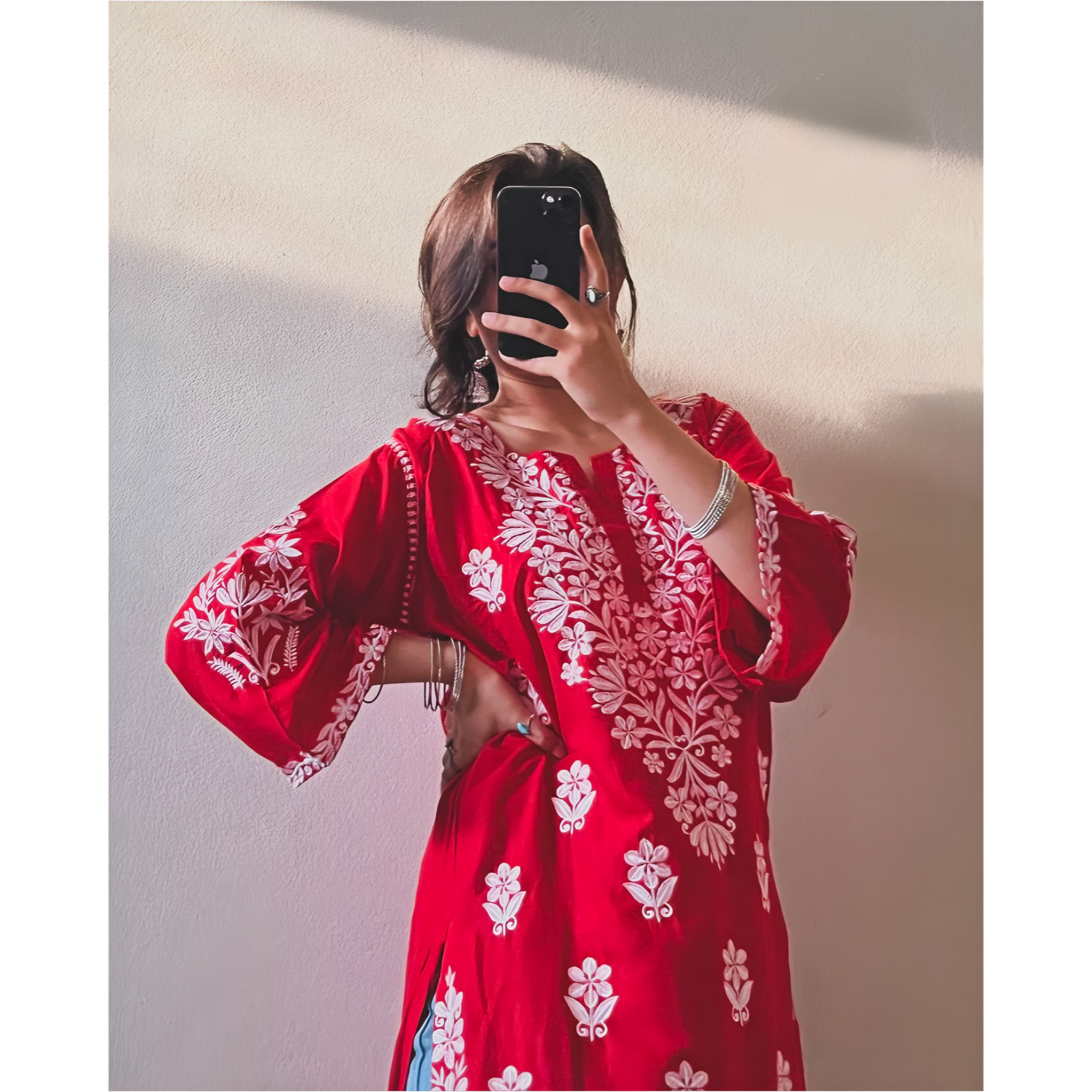 Indian Chikankari Style Embroidered Kurti