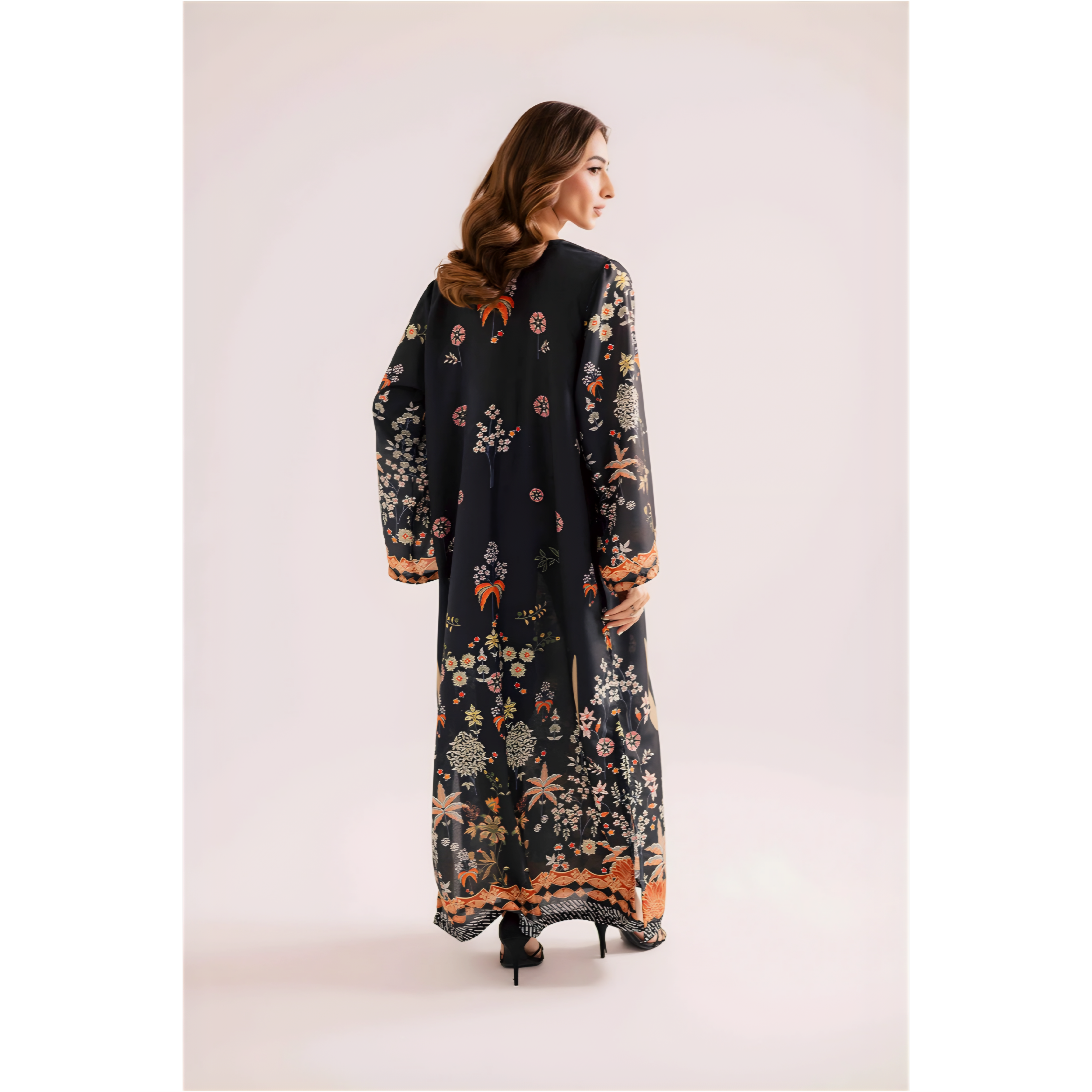 Graceful Black Floral Suit
