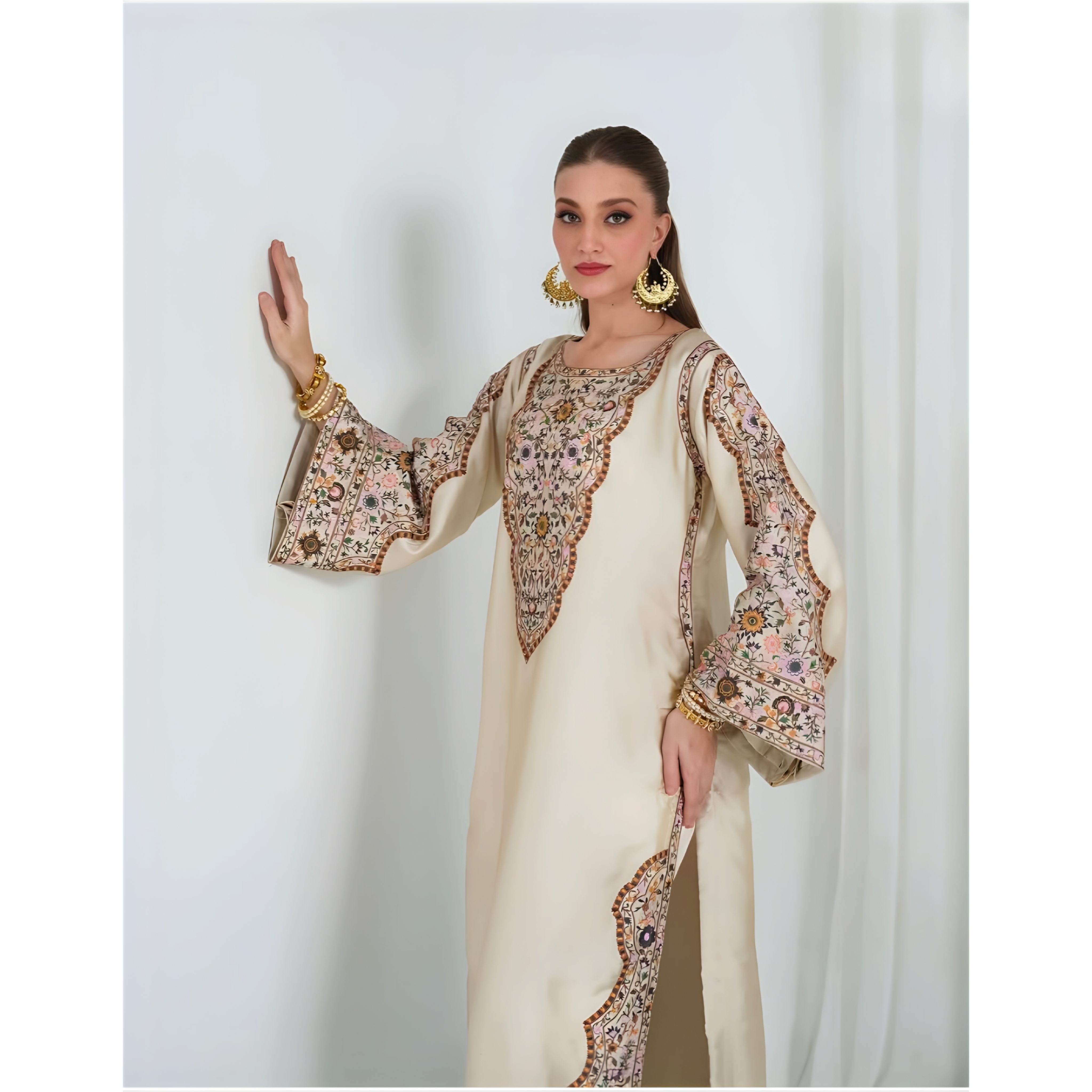 Classic Beige Printed Lawn Suit