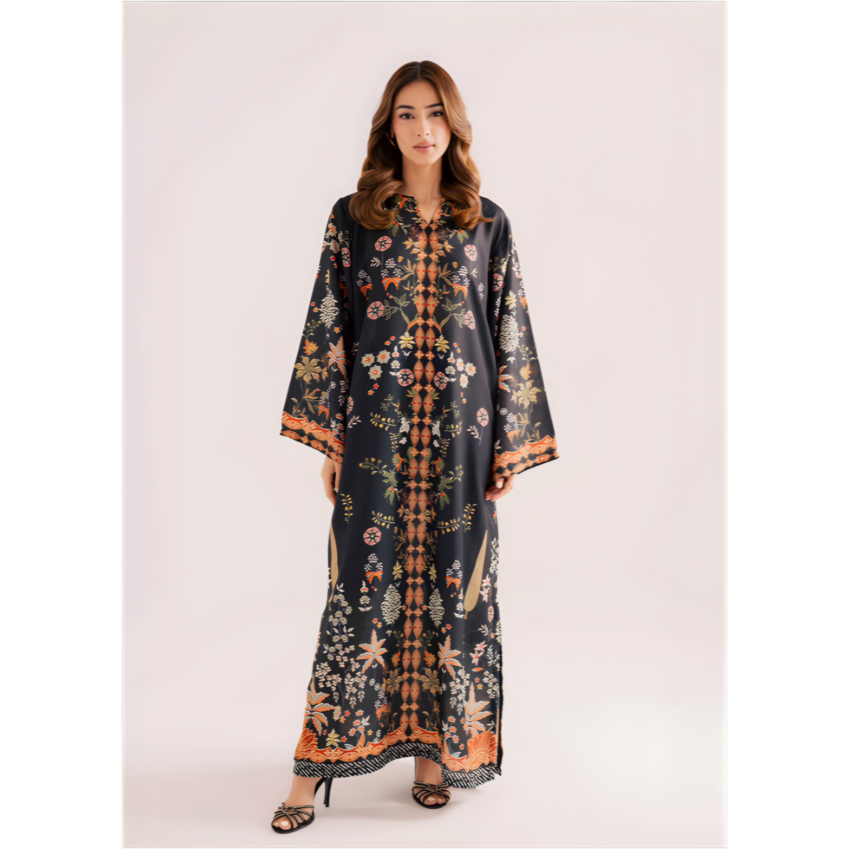 Graceful Black Floral Suit