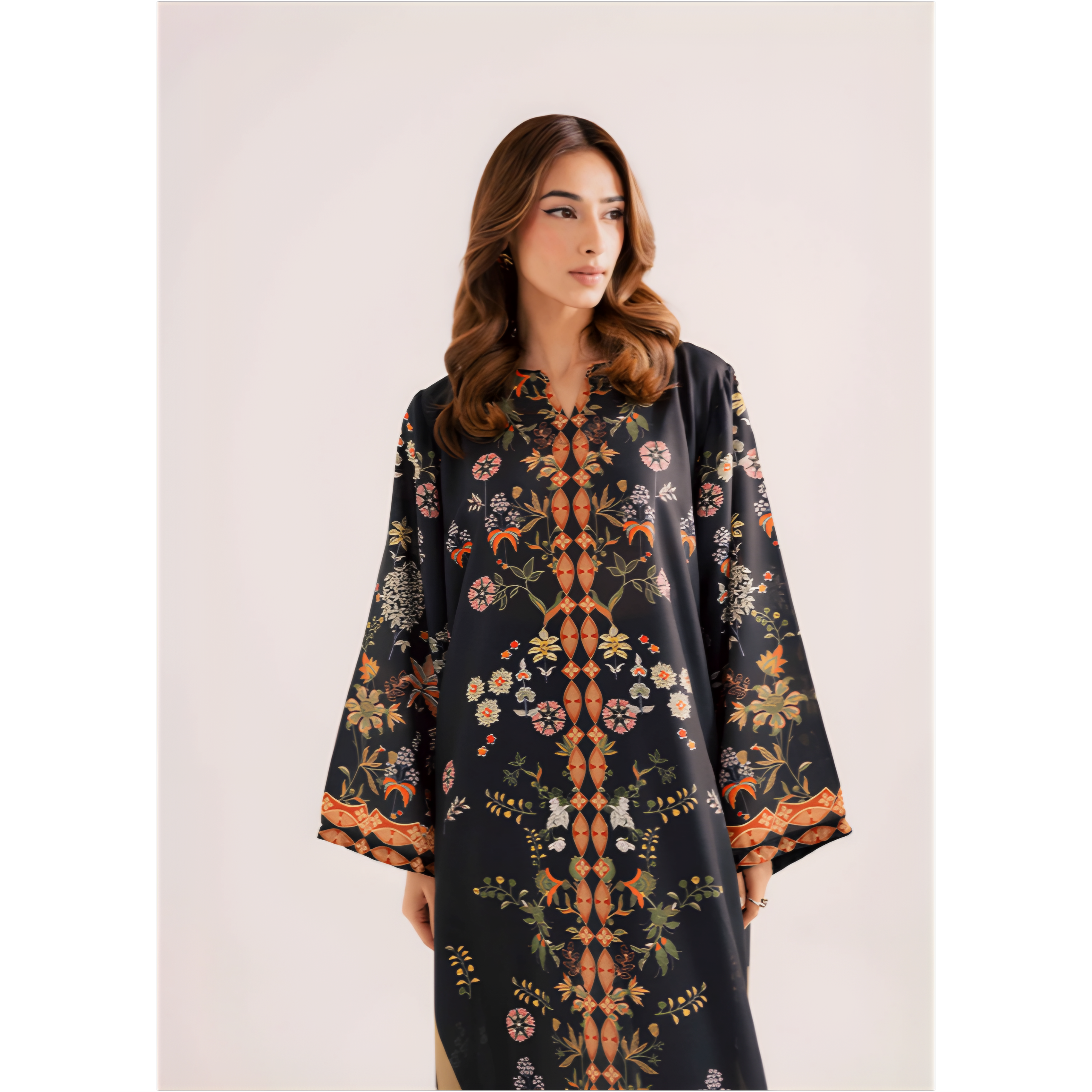 Graceful Black Floral Suit