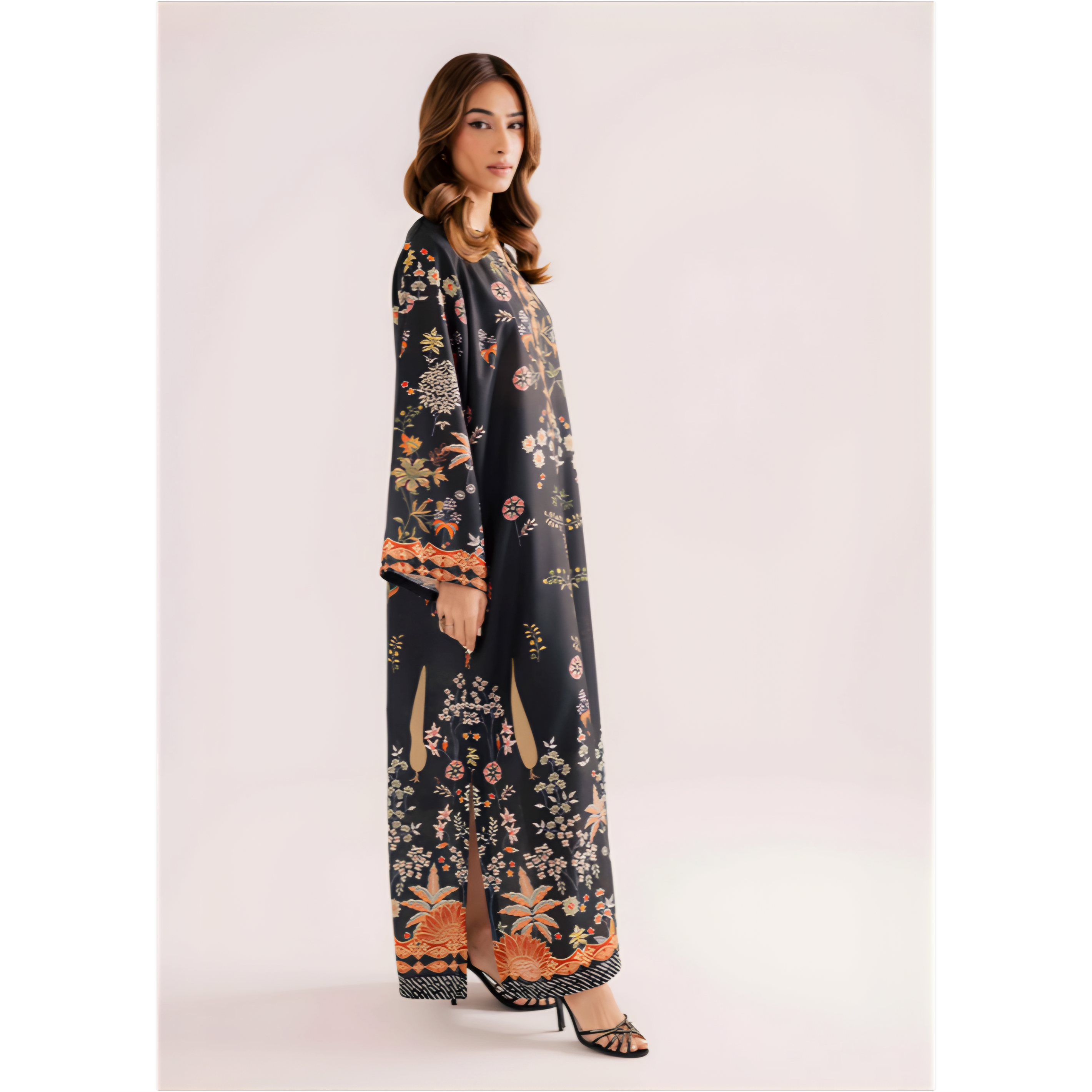 Graceful Black Floral Suit