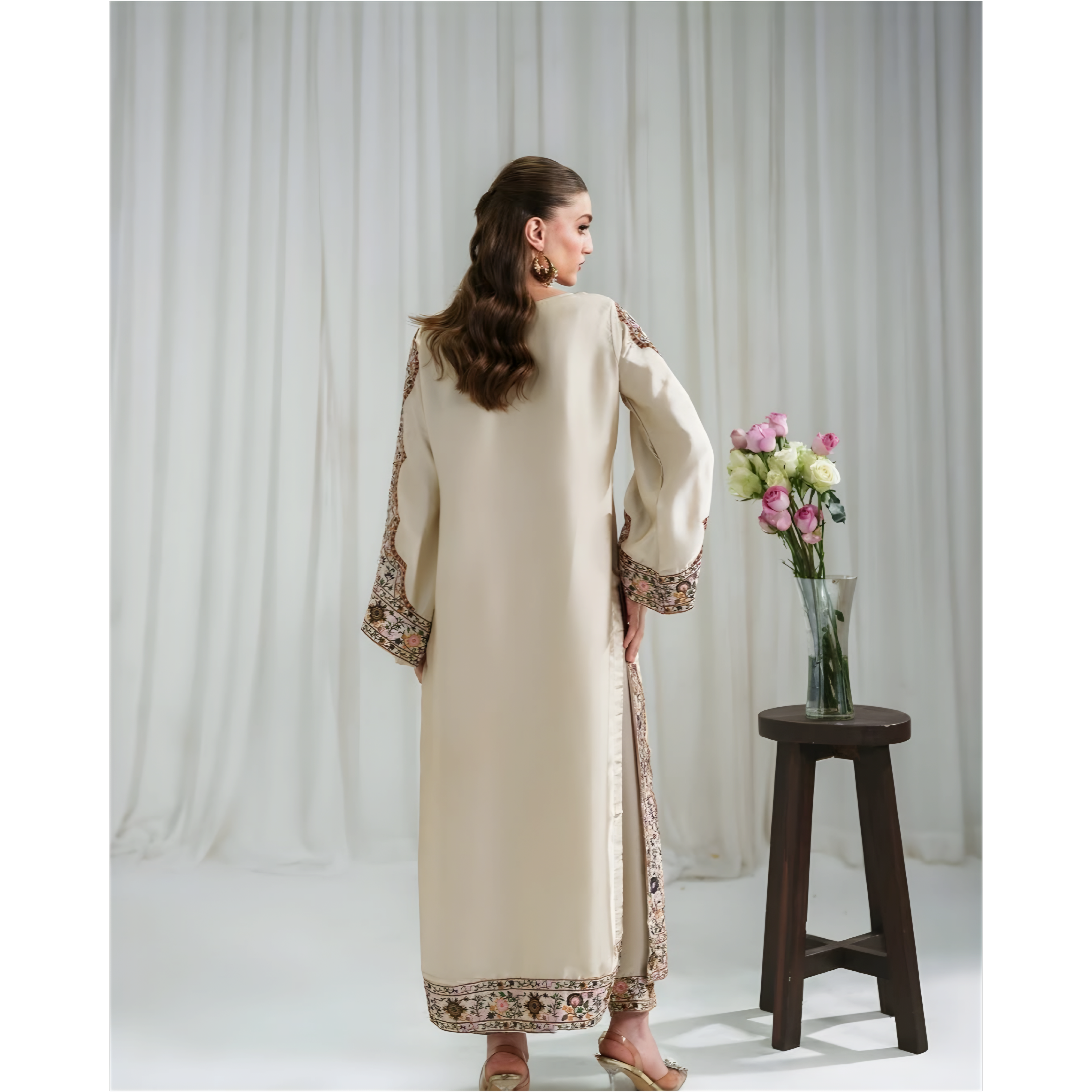 Classic Beige Printed Lawn Suit