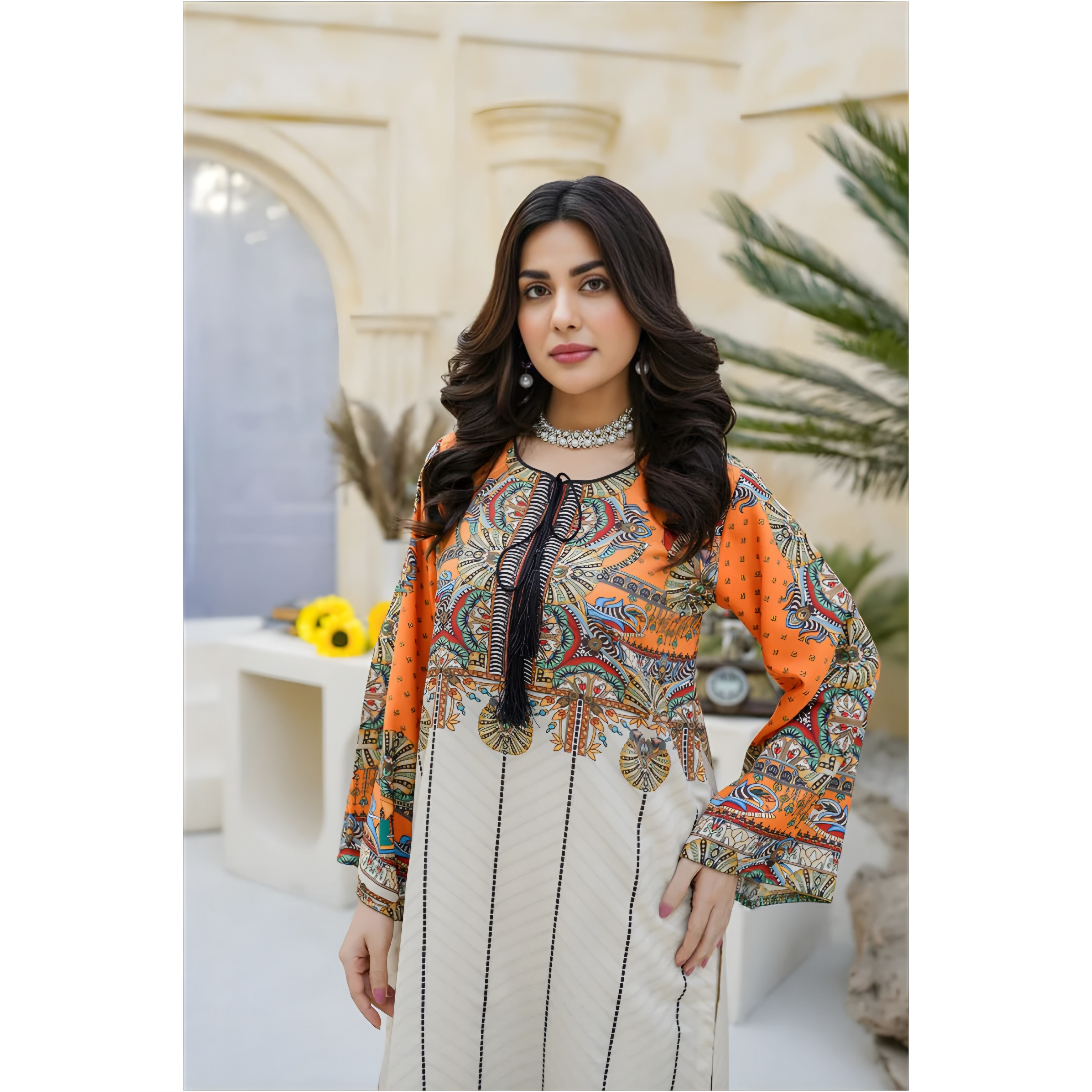 Sunset Charm Lawn Suit