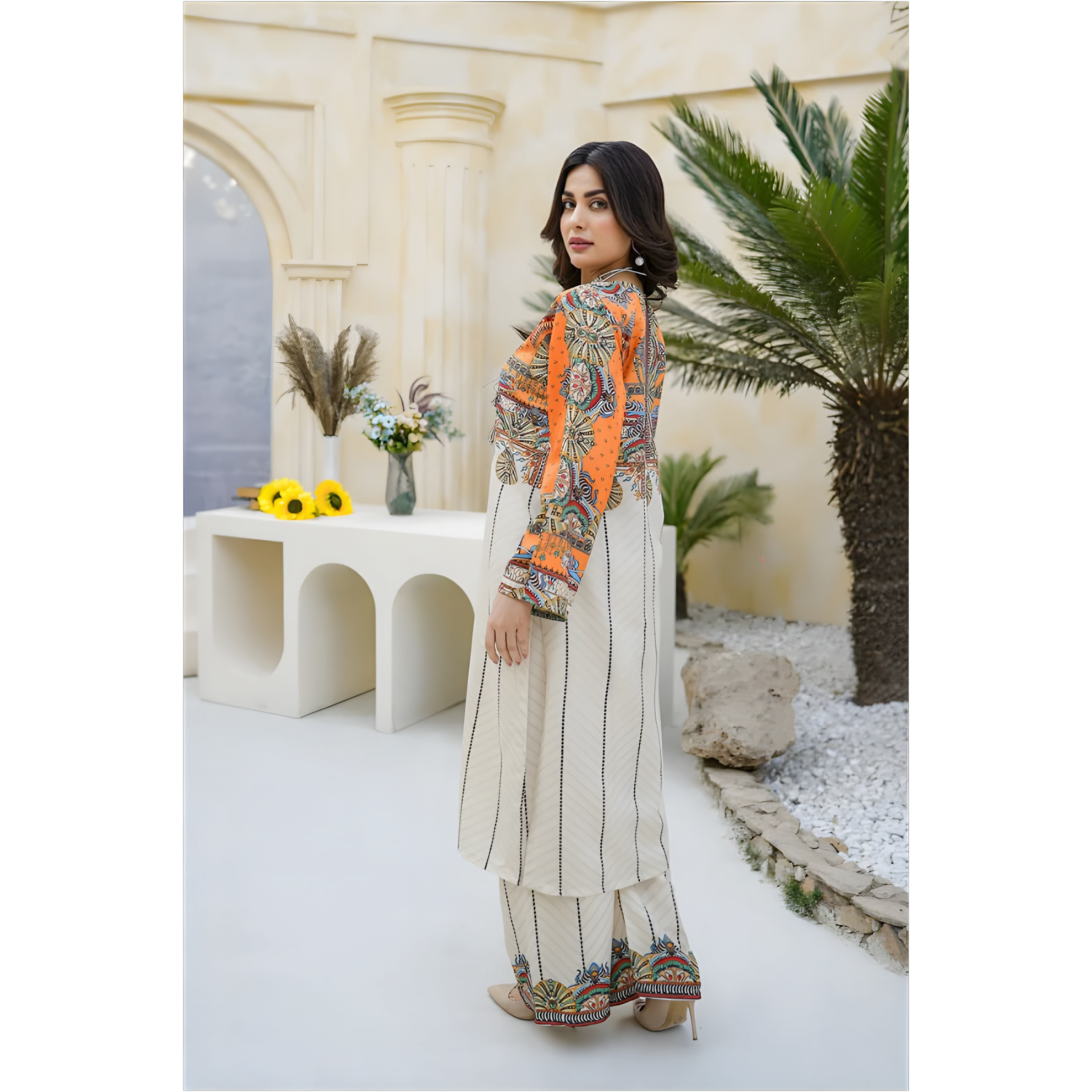Sunset Charm Lawn Suit