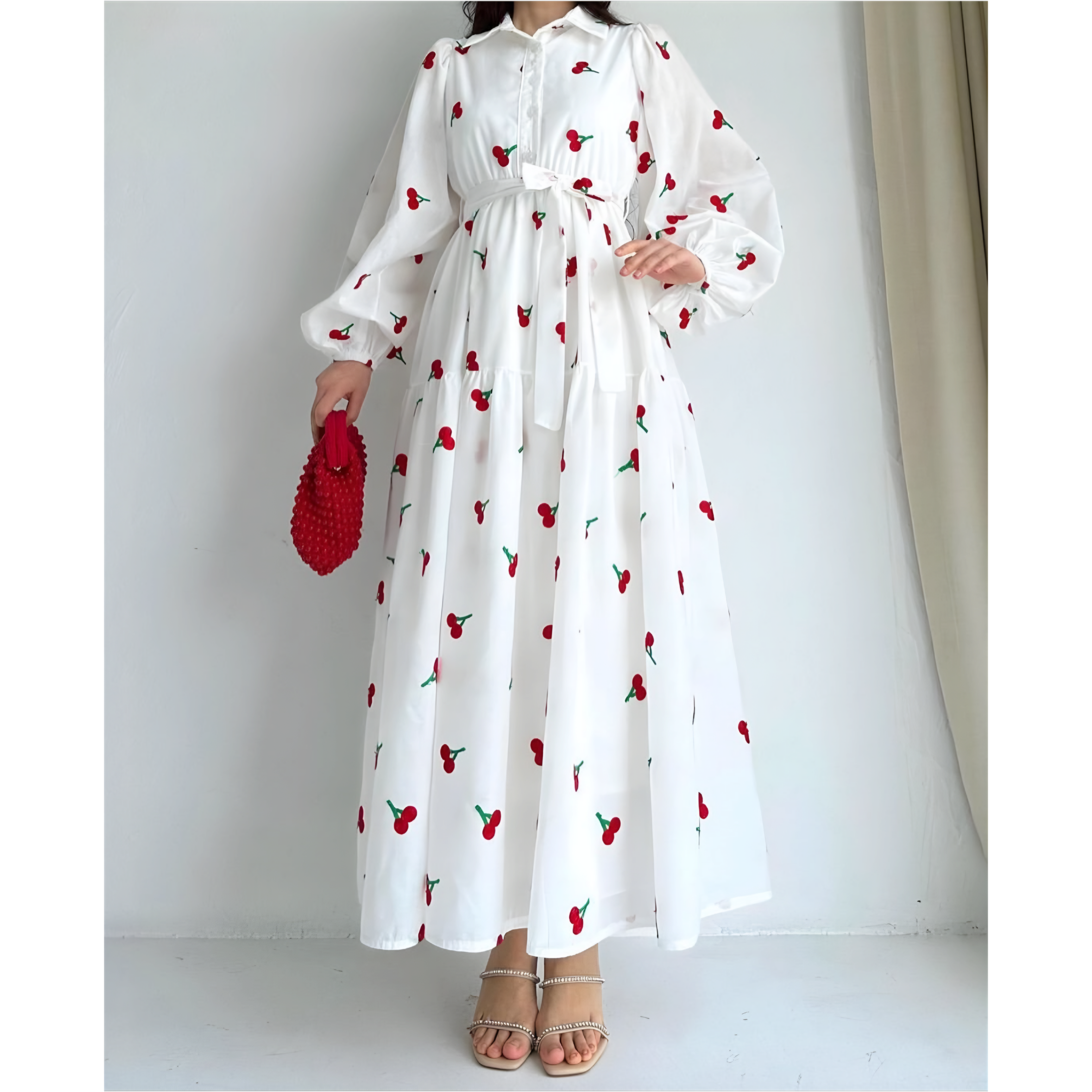 Cherry Embroidered Maxi