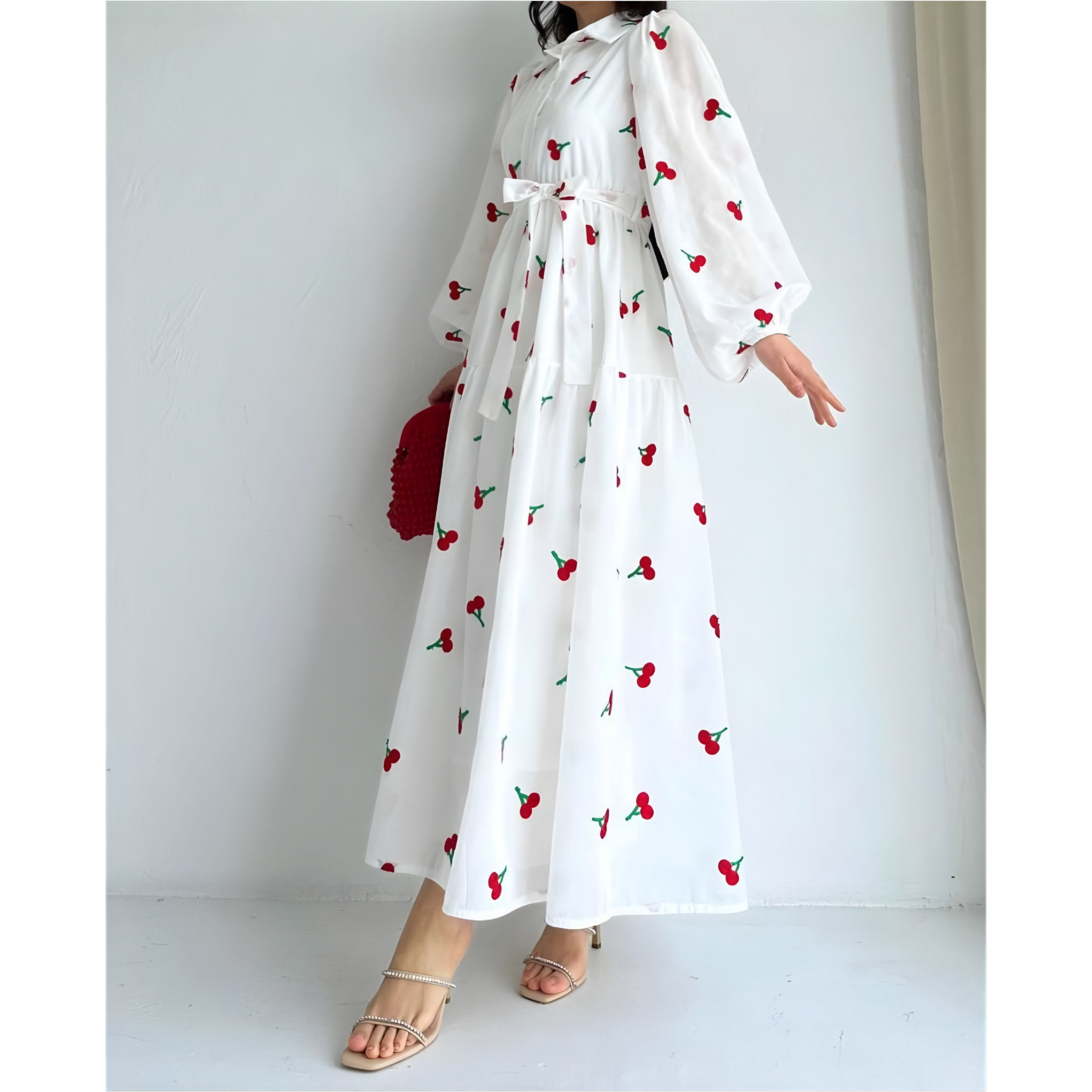 Cherry Embroidered Maxi