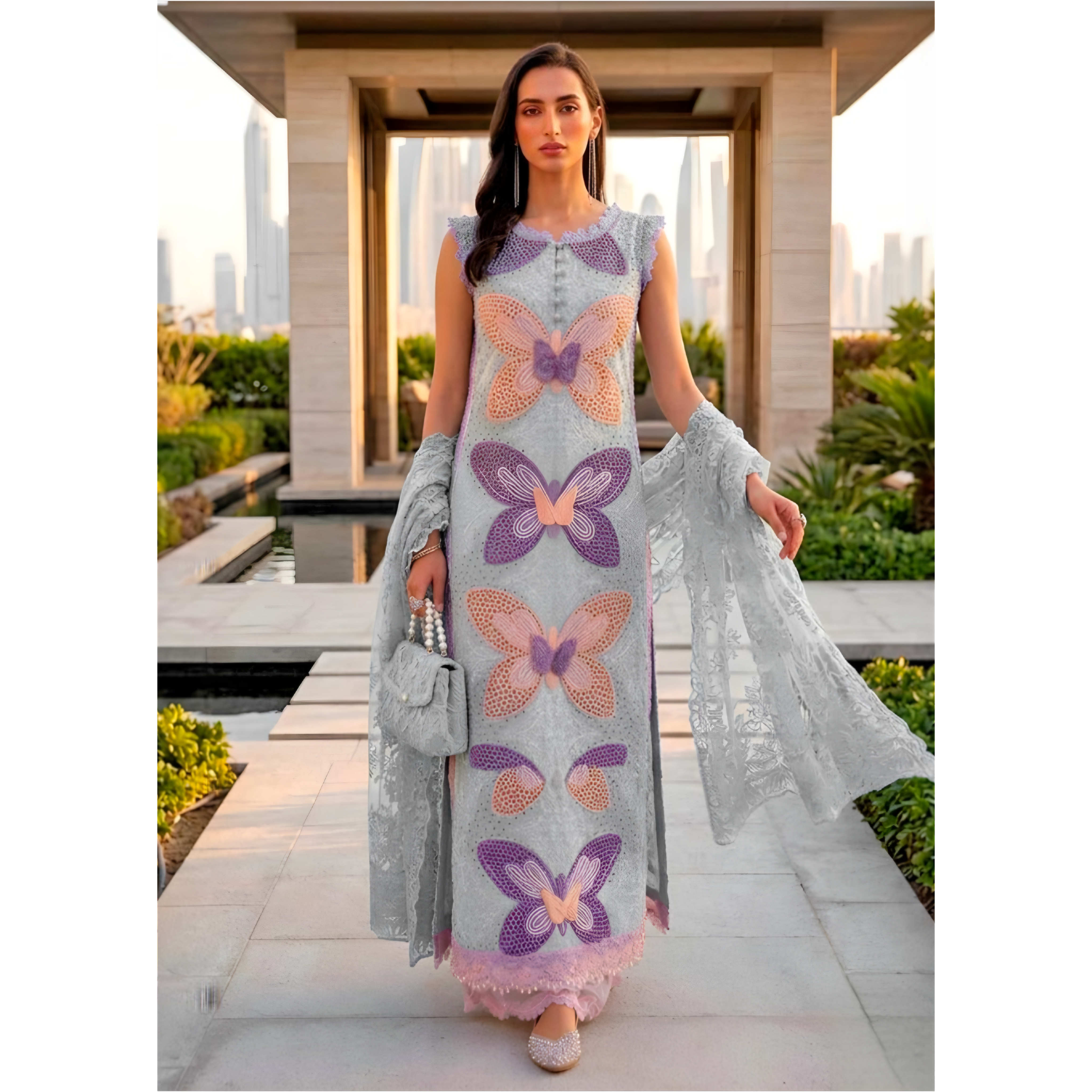 Pastel Blue Butterfly Motif