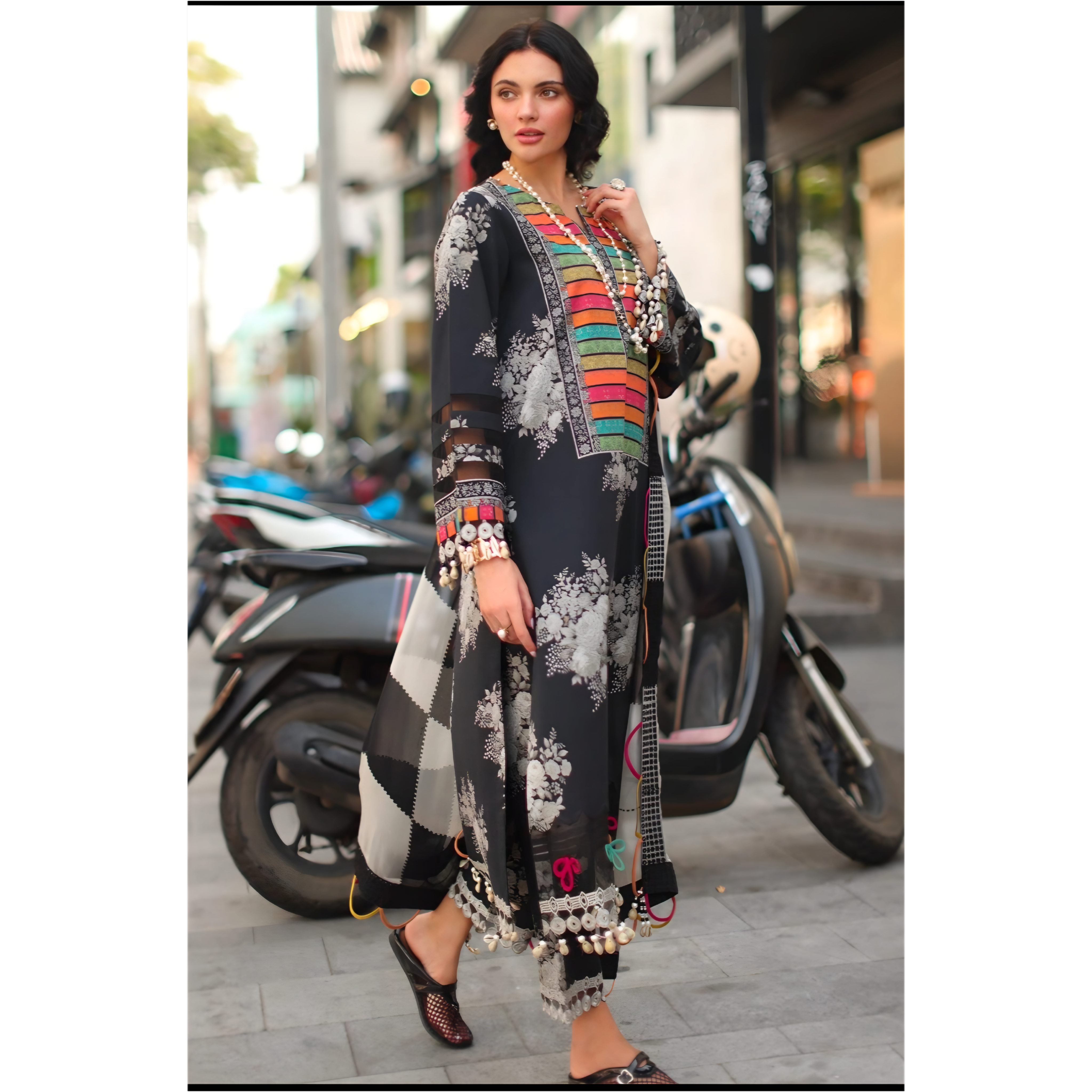 Black Floral Printed 2-Piece