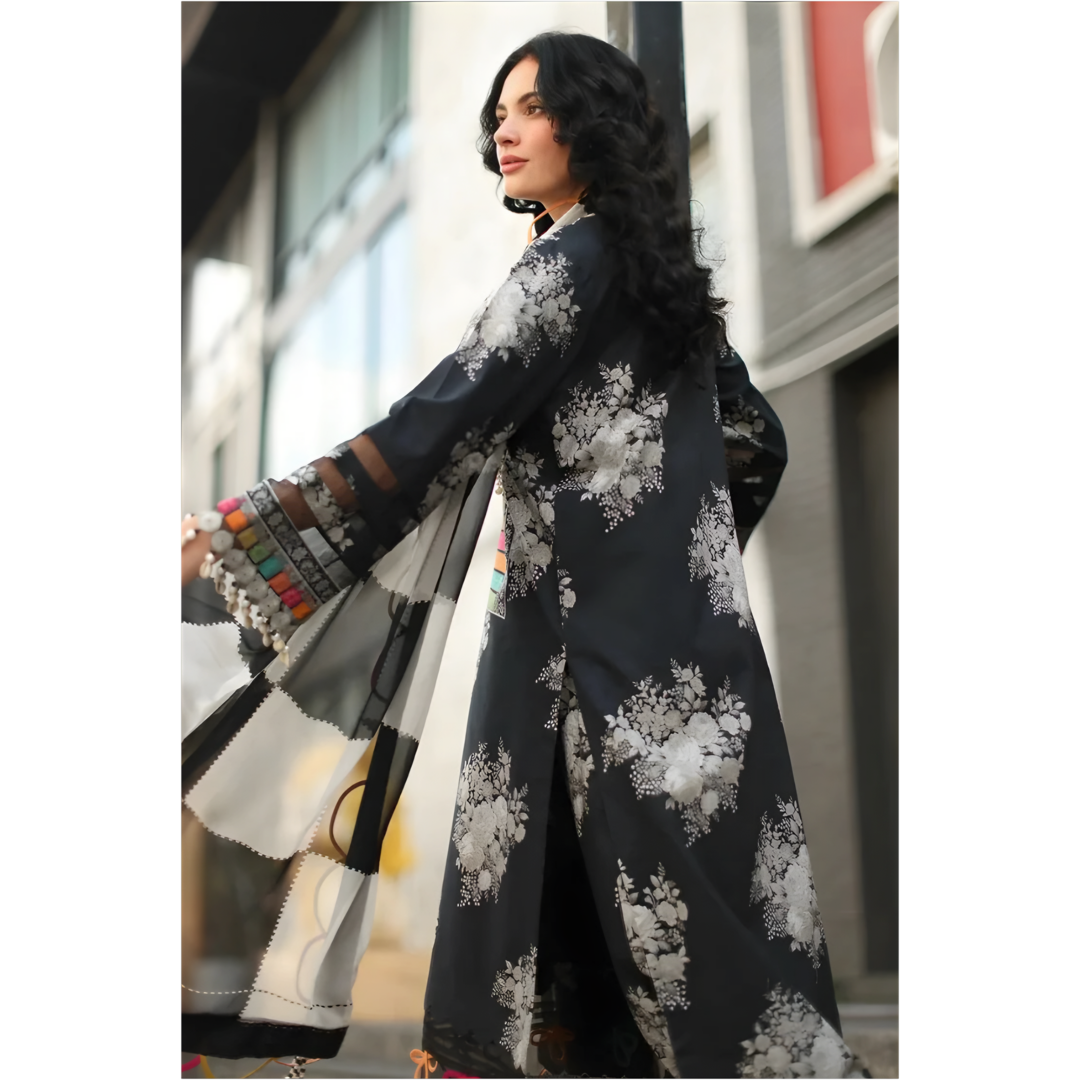Black Floral Printed 2-Piece