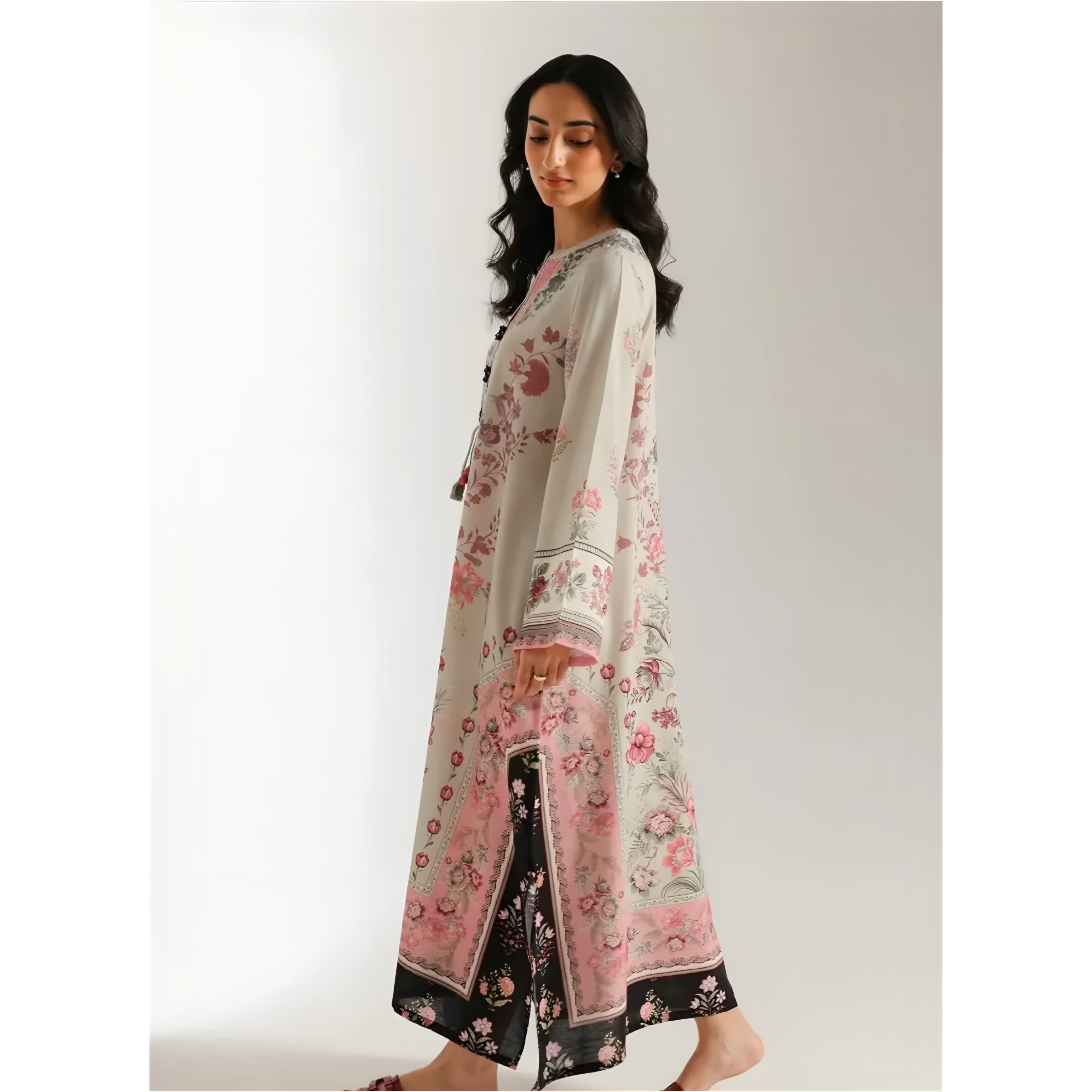 Pink & Ivory Floral Printed