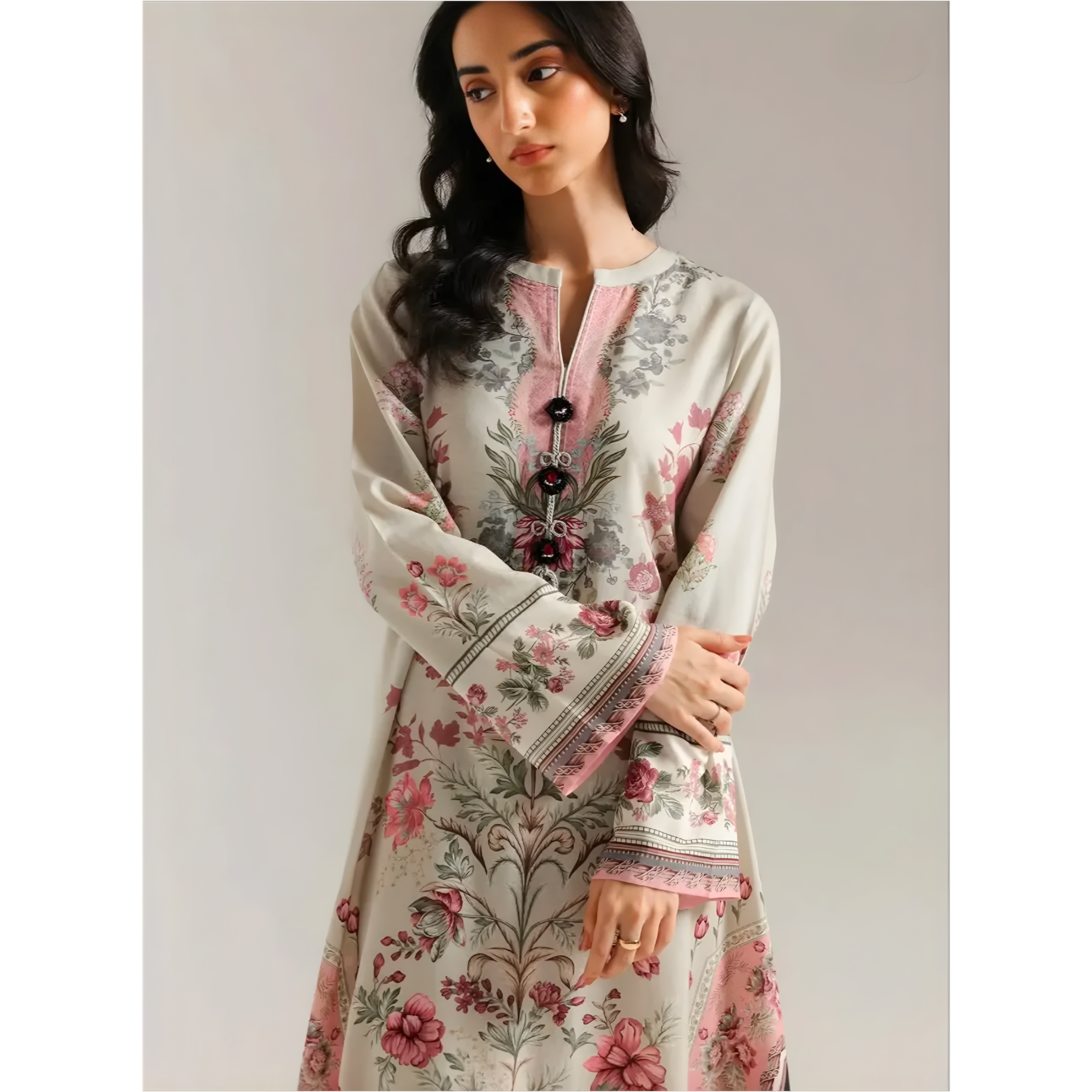 Pink & Ivory Floral Printed