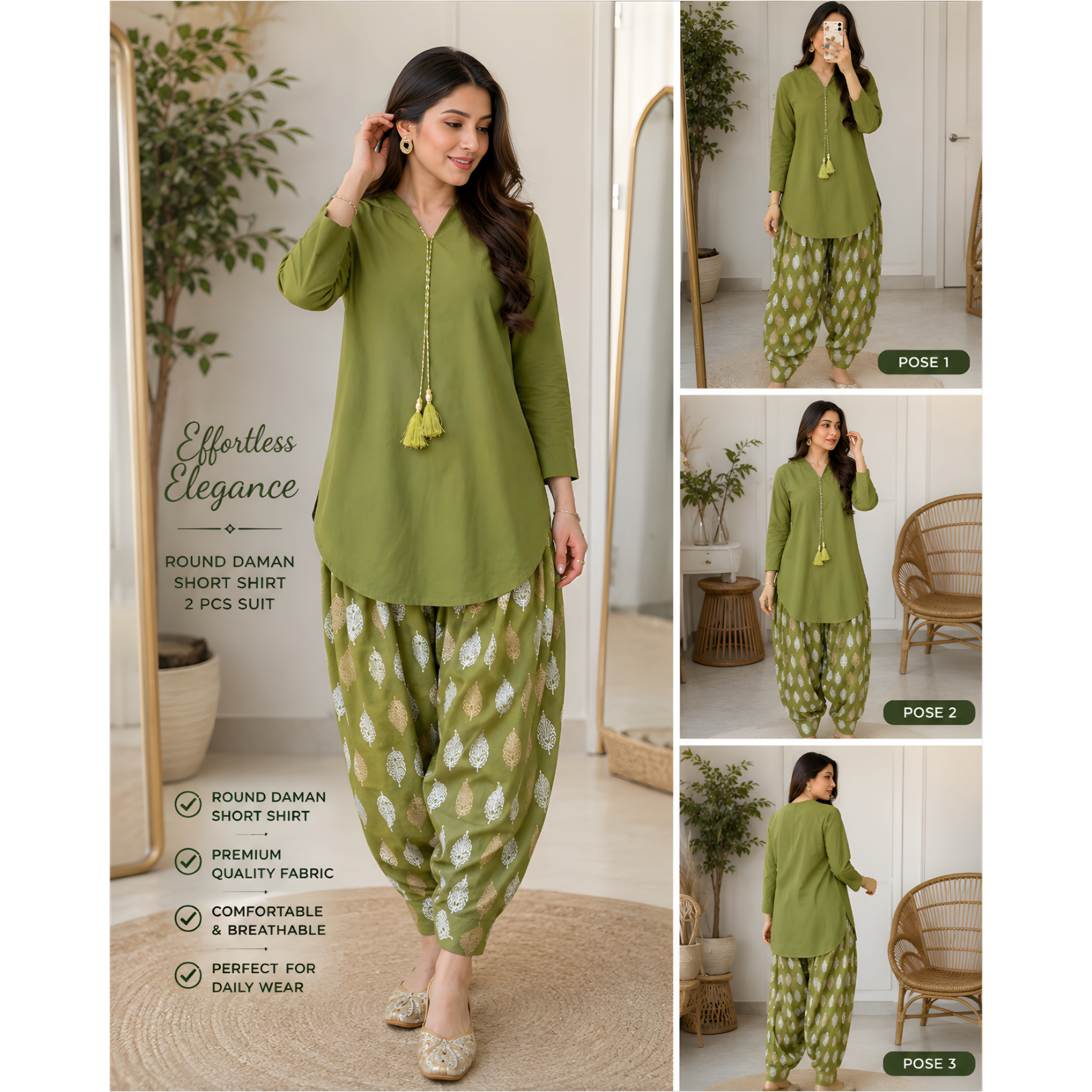 Round Daman Short Shirt with Farshi Shalwar